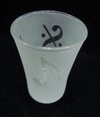 Copo de Vidro p/ Cachaça e Aperitivo jateado c/ simbolos Mus