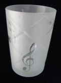 Copo de Vidro p/ Agua jateado c/ símbolos Musicais c/ embala