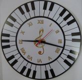 Relogio MDF Adesivado redondo de parede branco c/ teclado+c