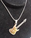 Colar Guitarra Ibanez prateado e dourado em aço